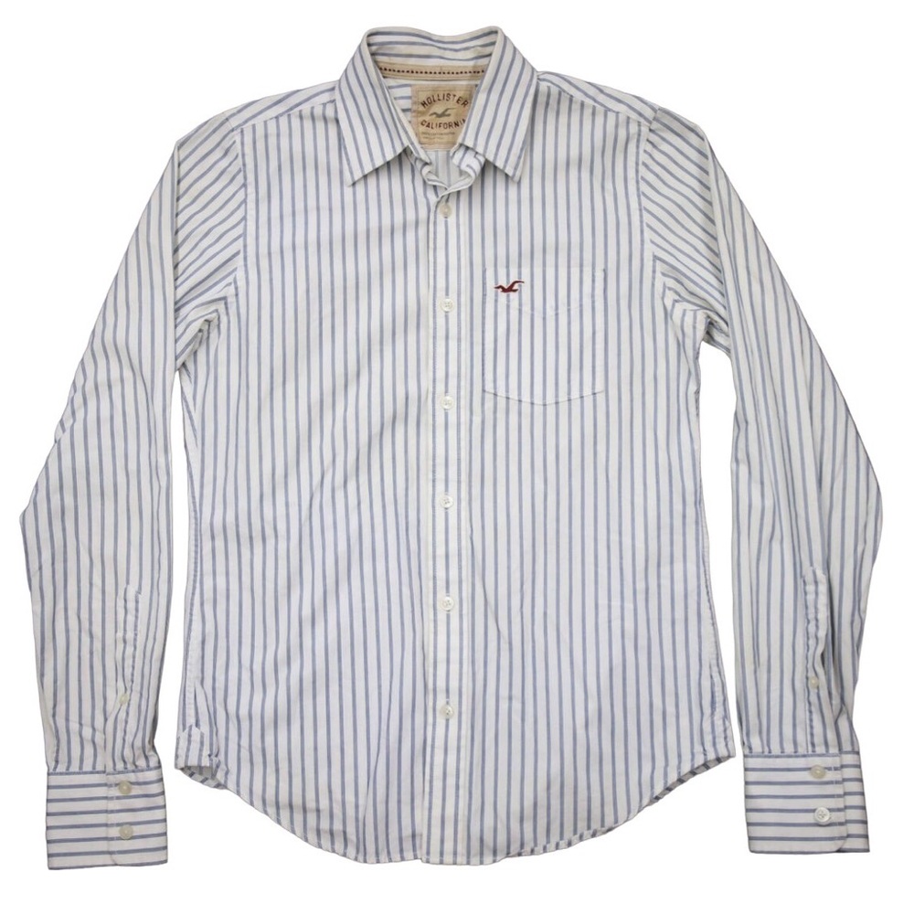 Hollister Striped Button Up in Blue & White Men’s Size Medium